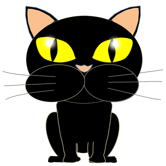 黒猫イラスト ネコ肉球４個分の幸せ
